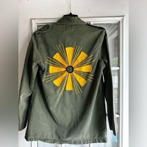 Madewell x JM drygoods collab upcycled military jacket with embroidery